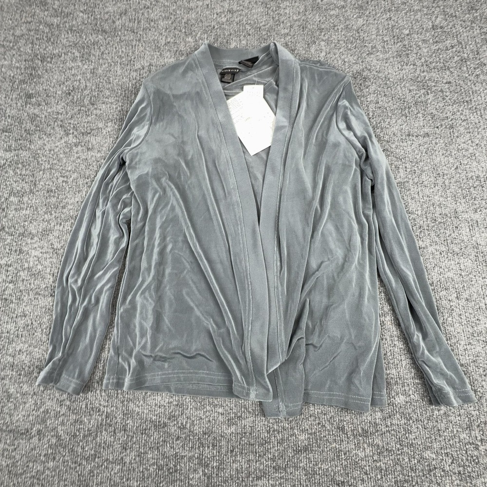 Citiknits Jacket T-Shirt Set Womens Medium Gray Velour Stretch 2 Piece Casual‎